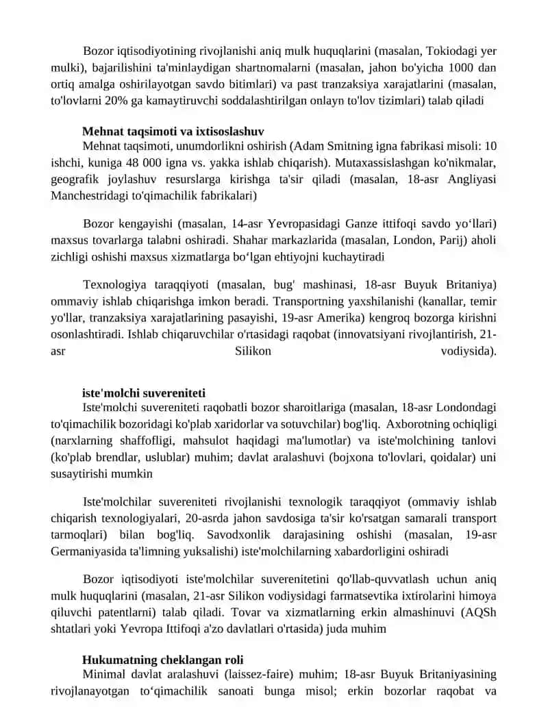 Bozor iqtisodiyoti uning vujudga kelishi va rivojlanishining shart sharoitlari 2