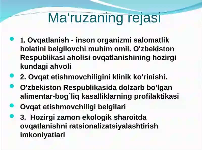 OVQATLANISh -AHOLI SALOMATLIGINI BELGILOVChI OMIL SIFATIDA 2