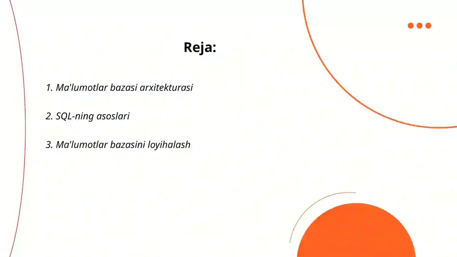 Ma'lumotlar bazasini boshqarish tizimlari 2