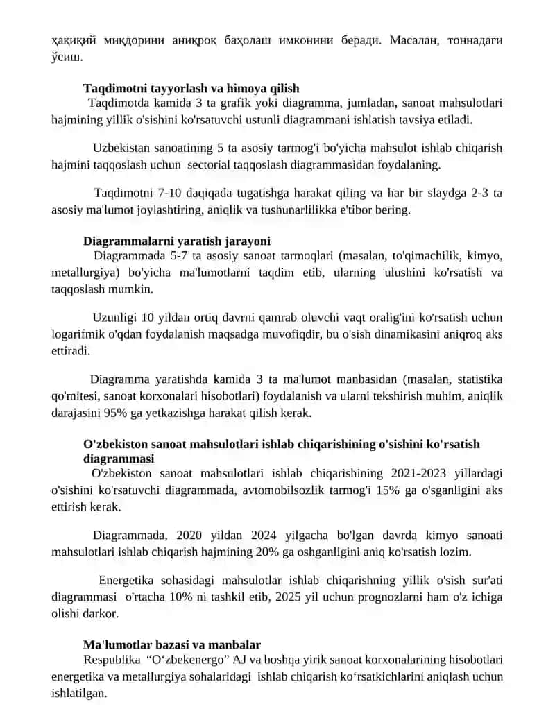 O'zbekistonda sanoat mahsuloti ishlab chiqarishning osishi diagrammasini ishlash 2