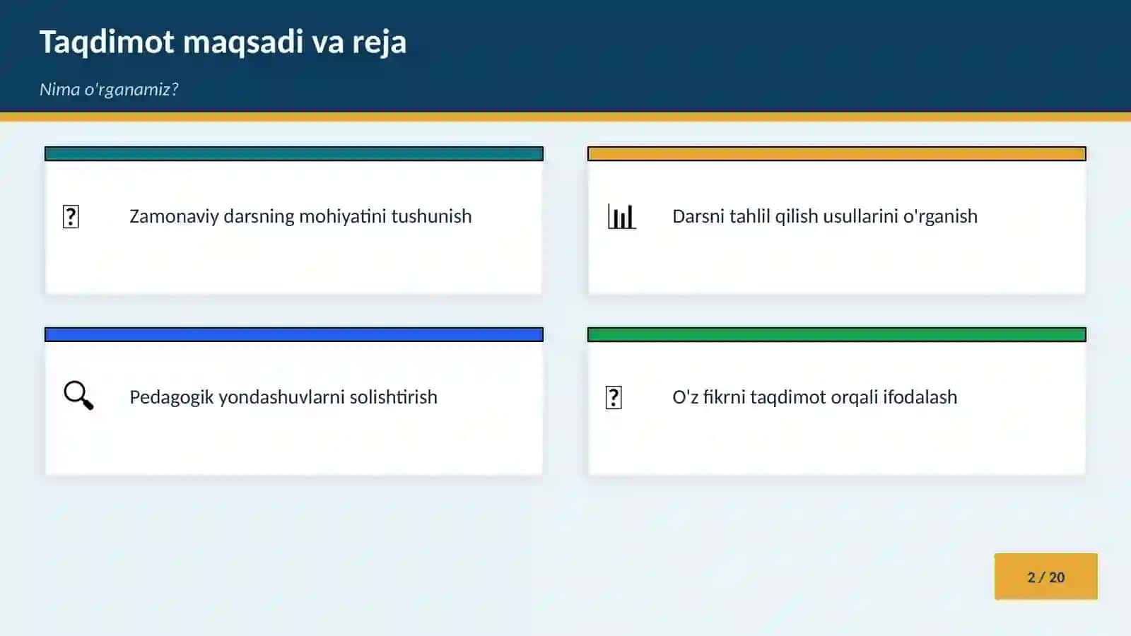 ZAMONAVIY DARS VA DARS TAHLILINI O'TKAZISHGA NISBATAN YONDASHUVLAR 2