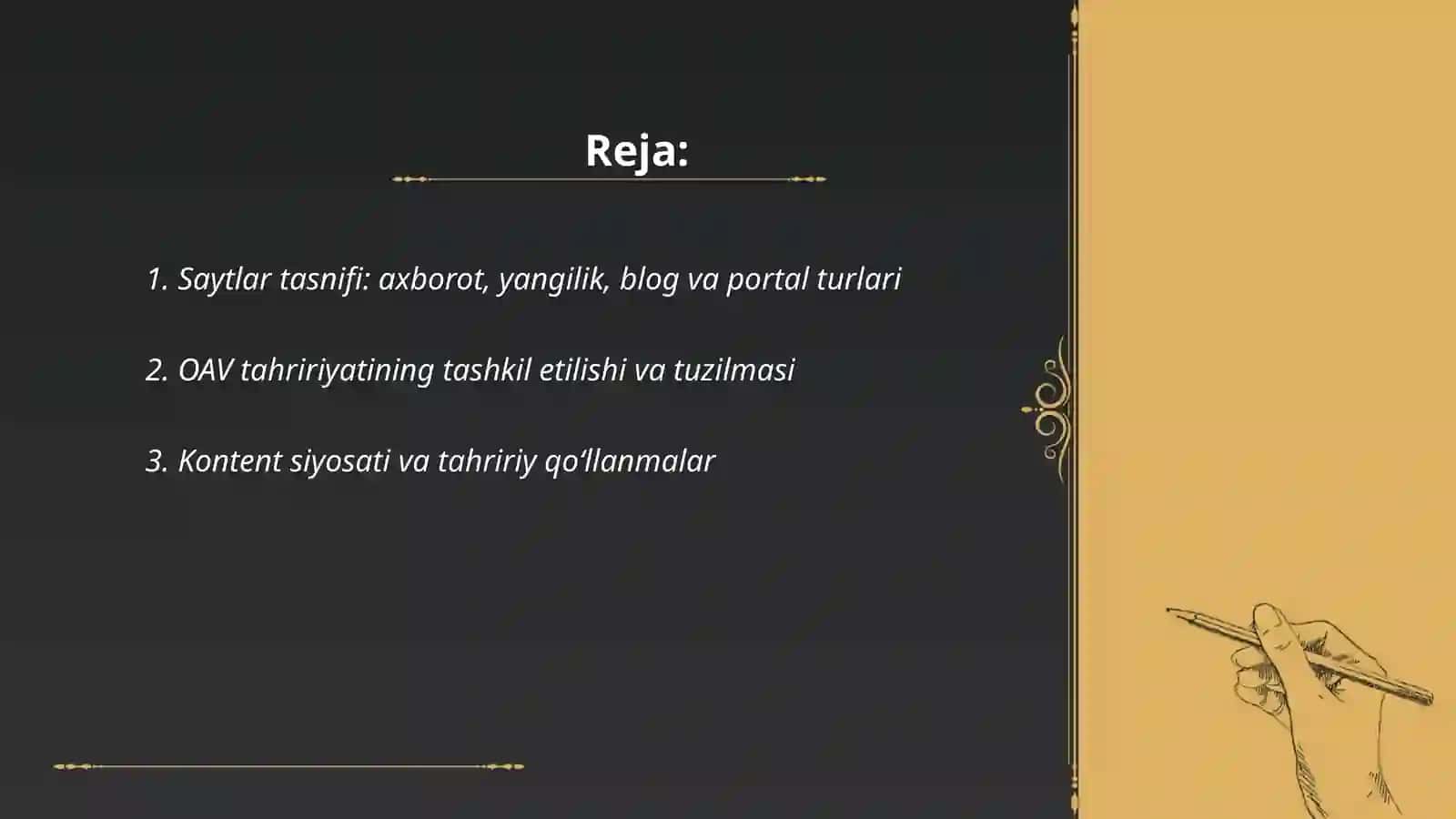 Saytlar tasnifi va OAV tahririyatlari faoliyatining xususiyatlari 2