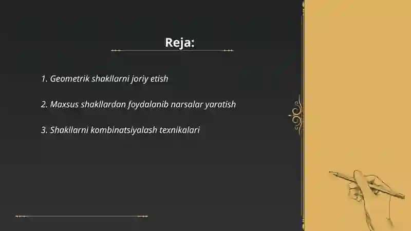 Maxsus shakllar to'plamidan foydalanib narsalarni hosil qilishga o'rgatish metodlari 2