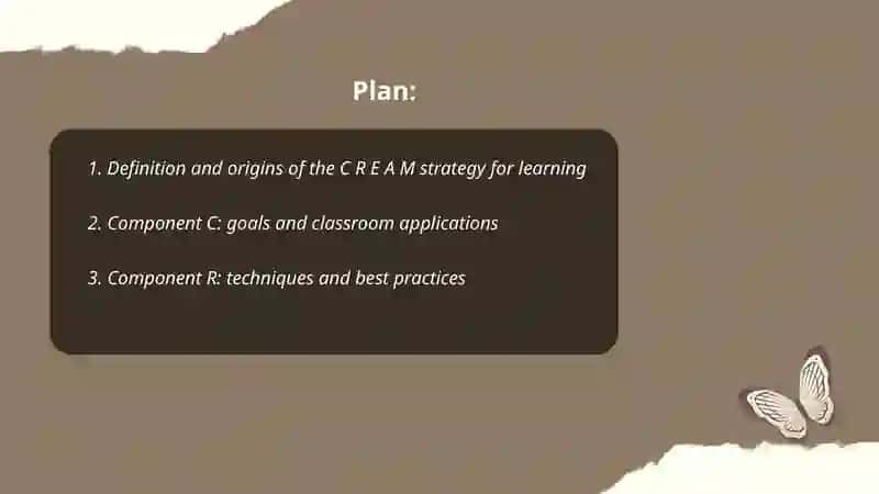 The C R E A M strategy for learning 2