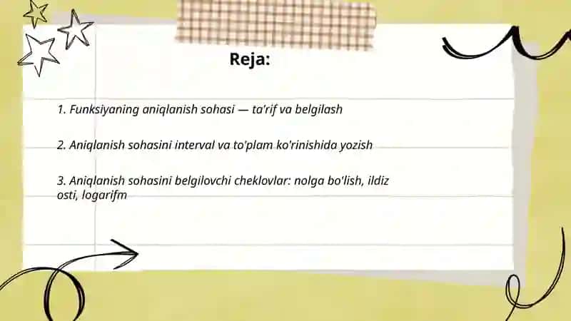 Funksiyaning aniqlanish sohasi 2