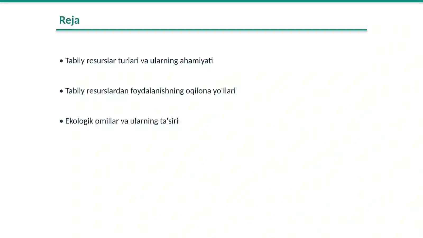 Tabiiy resurslar va ulardan oqilona foydalanish. Muhit va ekologik omillar 2