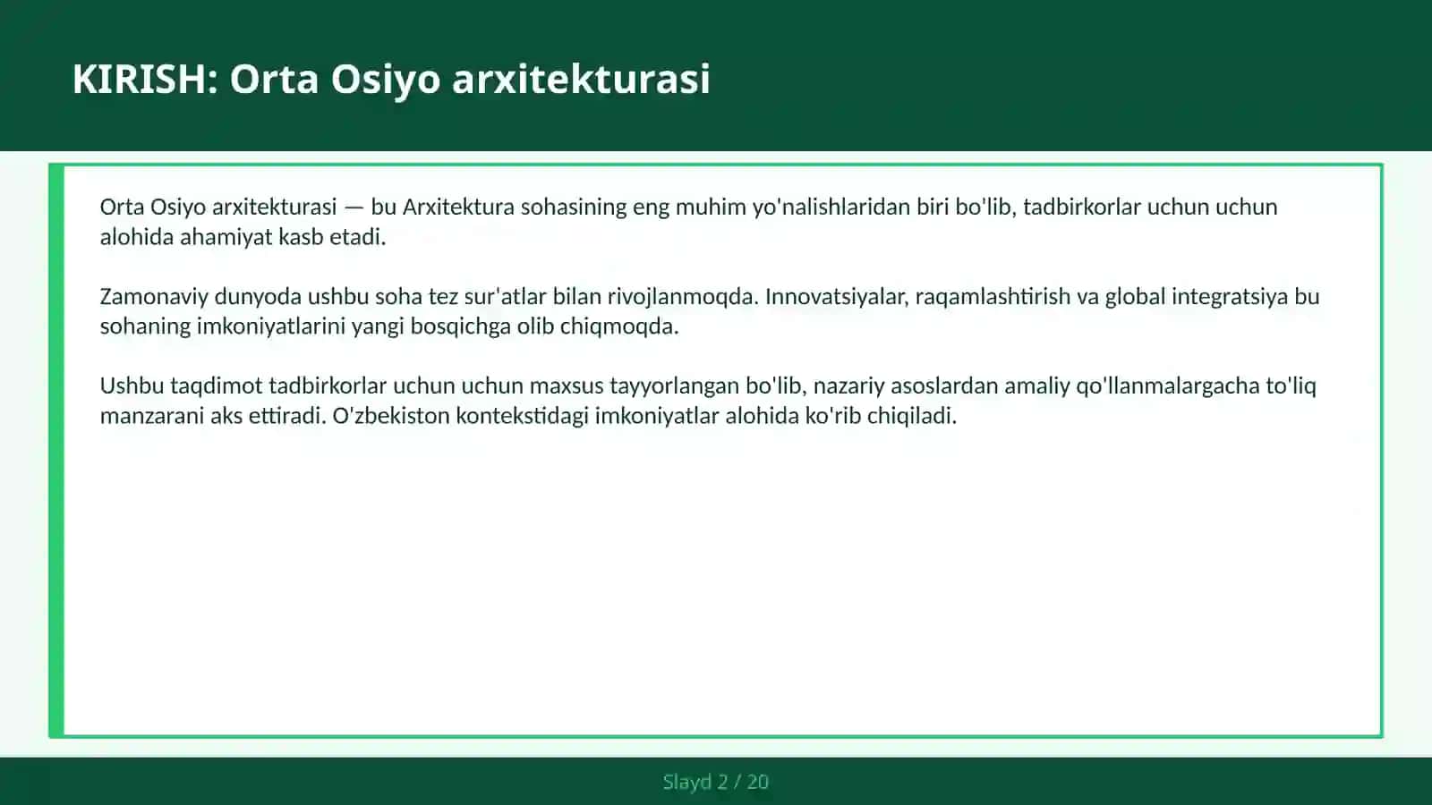 ORTA OSIYO ARXITEKTURASI 2