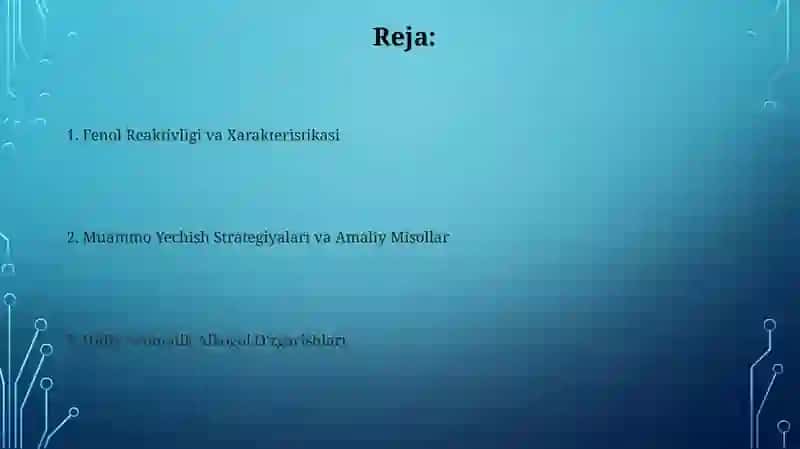 Fenollar va aromatik spirtlar mavzusiga doir masalalar yechish metodikasi 2