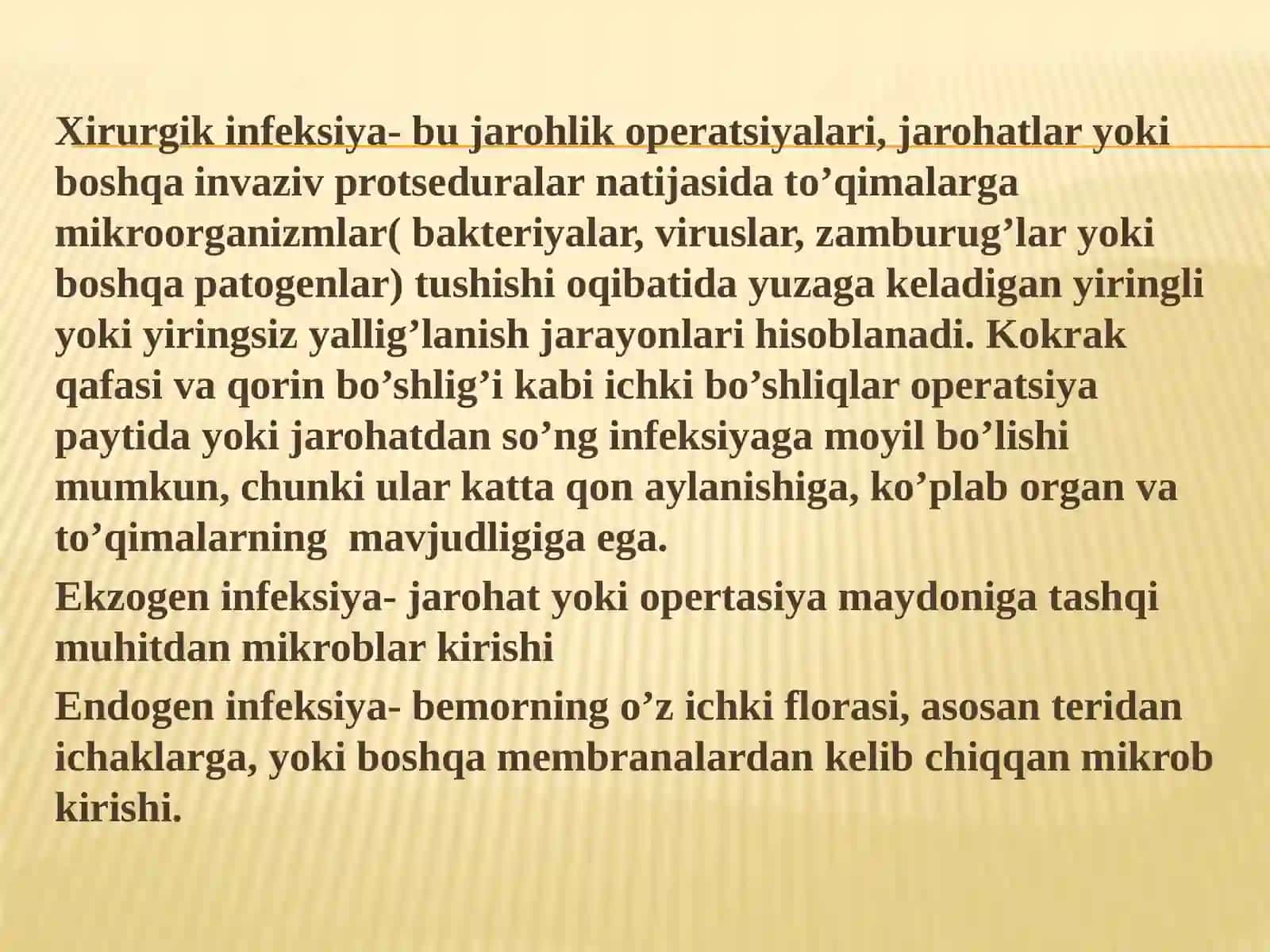 ko’krak qafasi va qorin bo’shlig’i xirurgik infeksiyasi 2