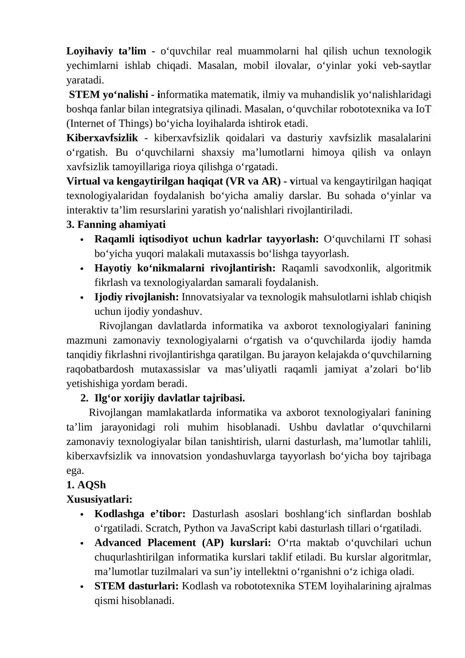 Fanni o‘qitishda zamonaviy yondashuvlar va ilg‘or xorijiy tajribalar 2