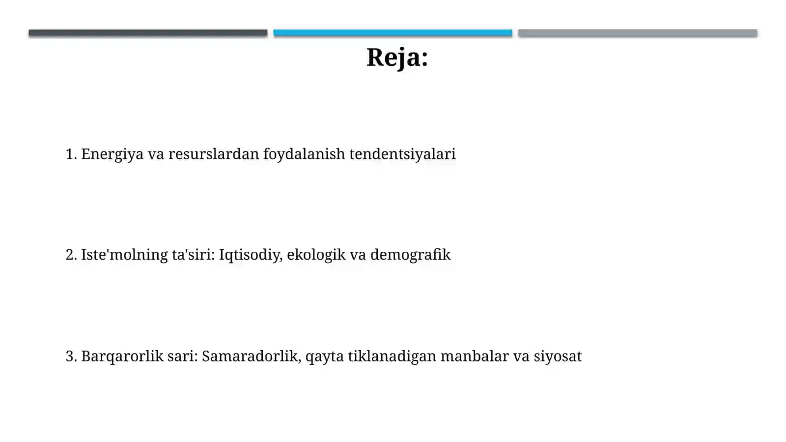 Energiya iste’moli va resurslardan foydalanish statistikasi 2