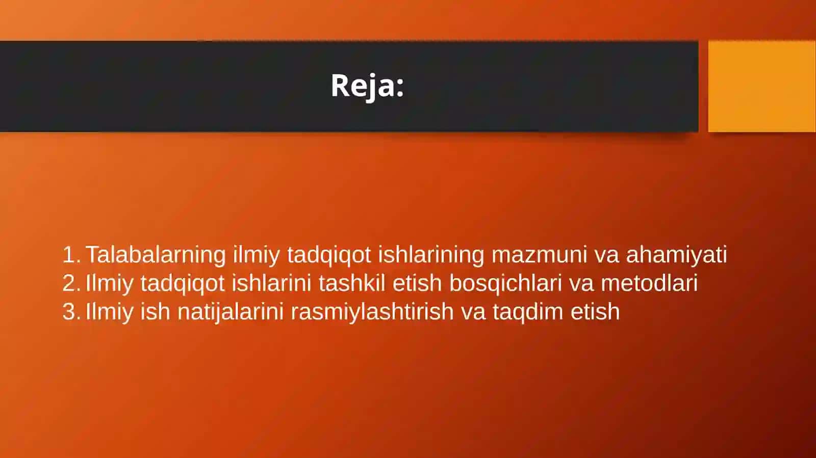 Talabalarining ilmiy tadqiqot ishlarini tashkilashtirish. 2