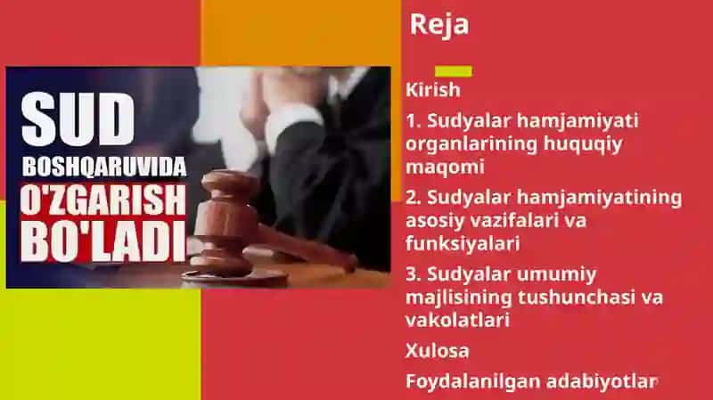 Sudyalar hamjamiyati organlari tushunchasi va turatlari 2