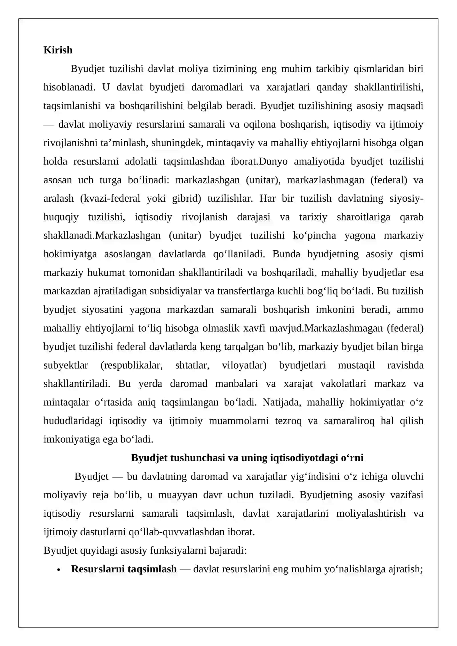 Byudjet tuzilishi asoslari: markazlashmagan, markazlashgan va aralash tuzilish 2