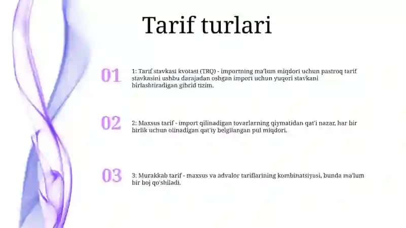 Òlchashlar Tòĝtisidagi Asosiy Tariflar Tushunchalar 2