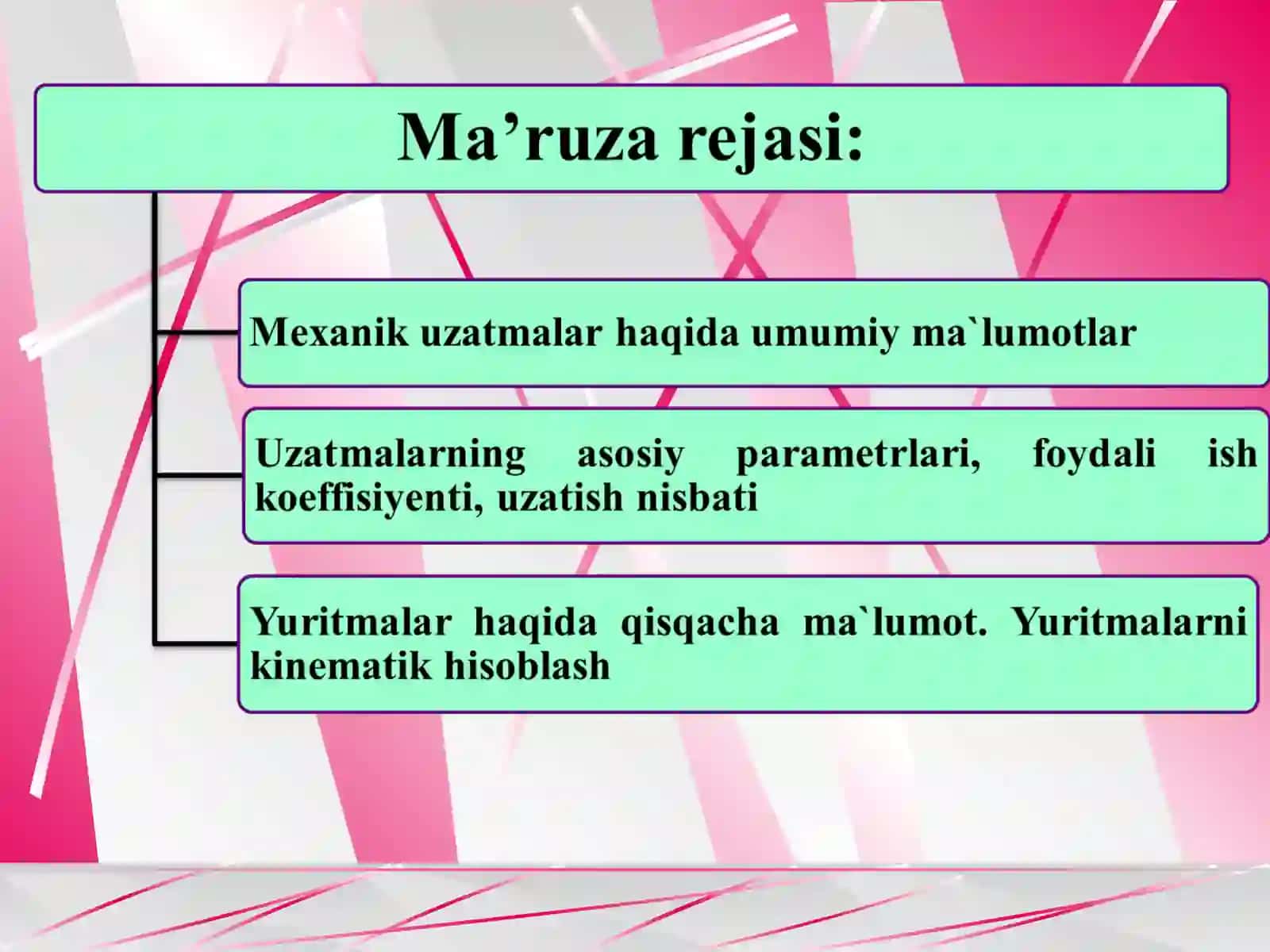 Uzatmalar. Mexanik uzatmalar haqida umumiy ma`lumot­lar 2