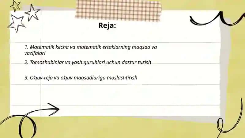 Matematik kecha va matematik ertaklarni tashkil etish va o‘tkazish 2