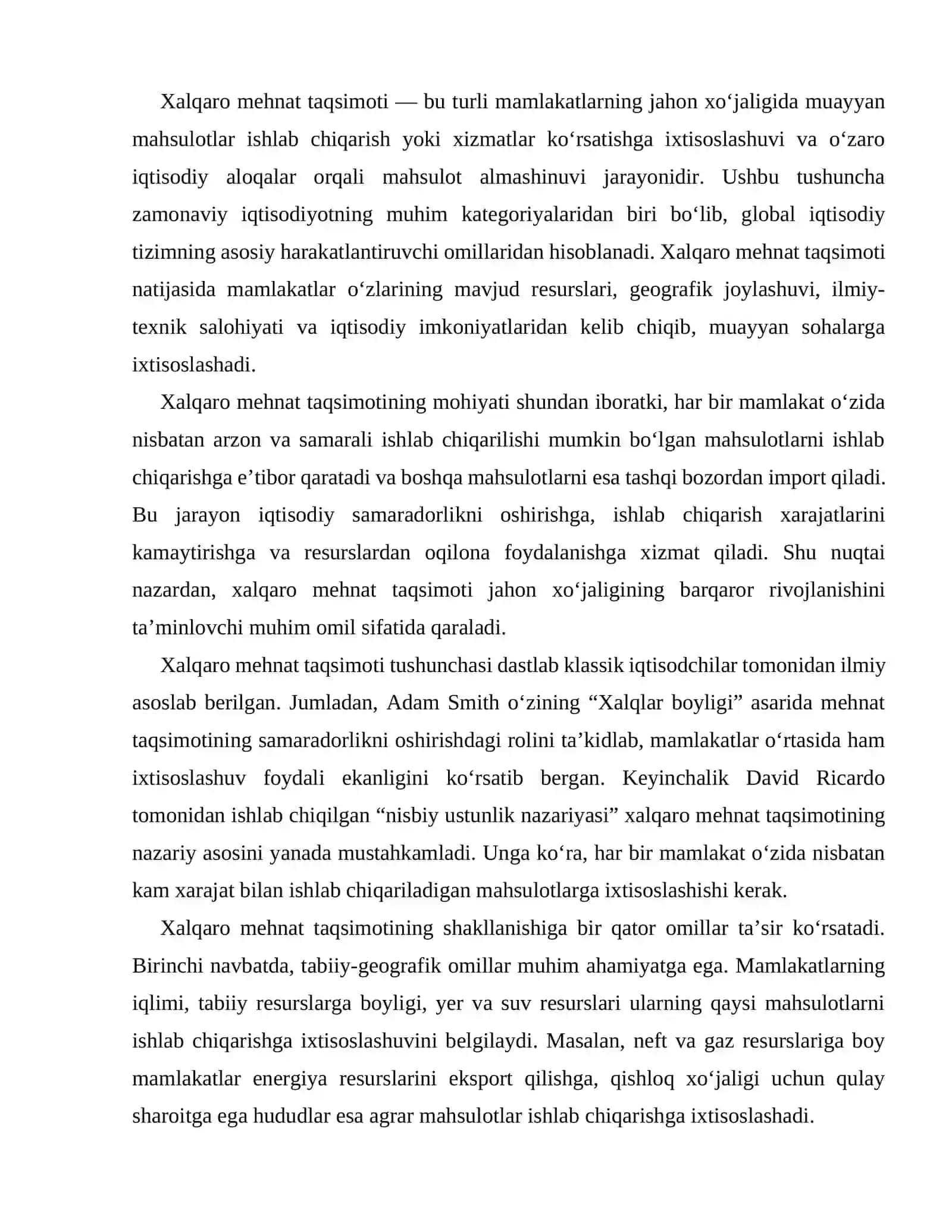 Xalqaro mehnat taqsimoti 2