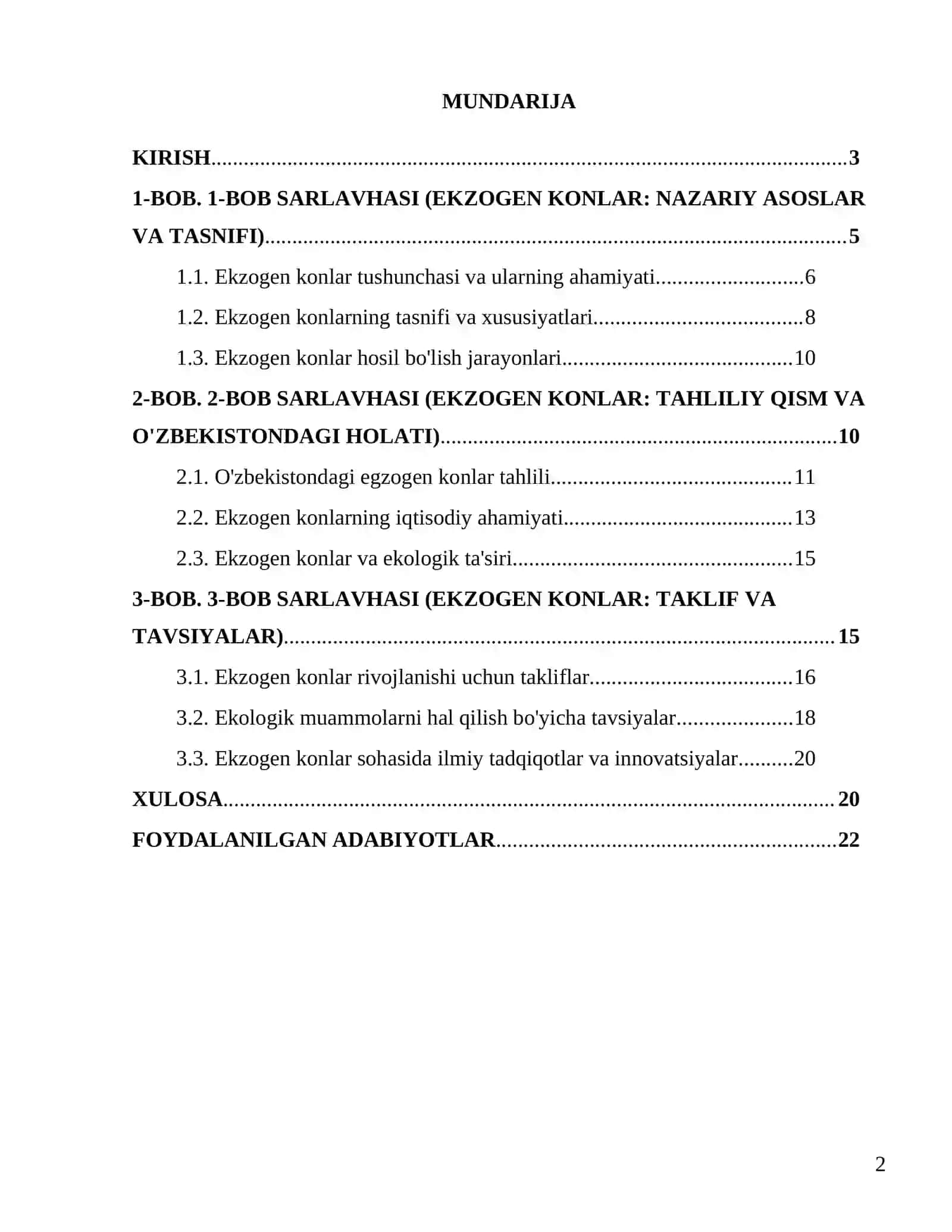 Foydali Qazilmalar Geologiyasi Fanidan Kurs Ishi 2