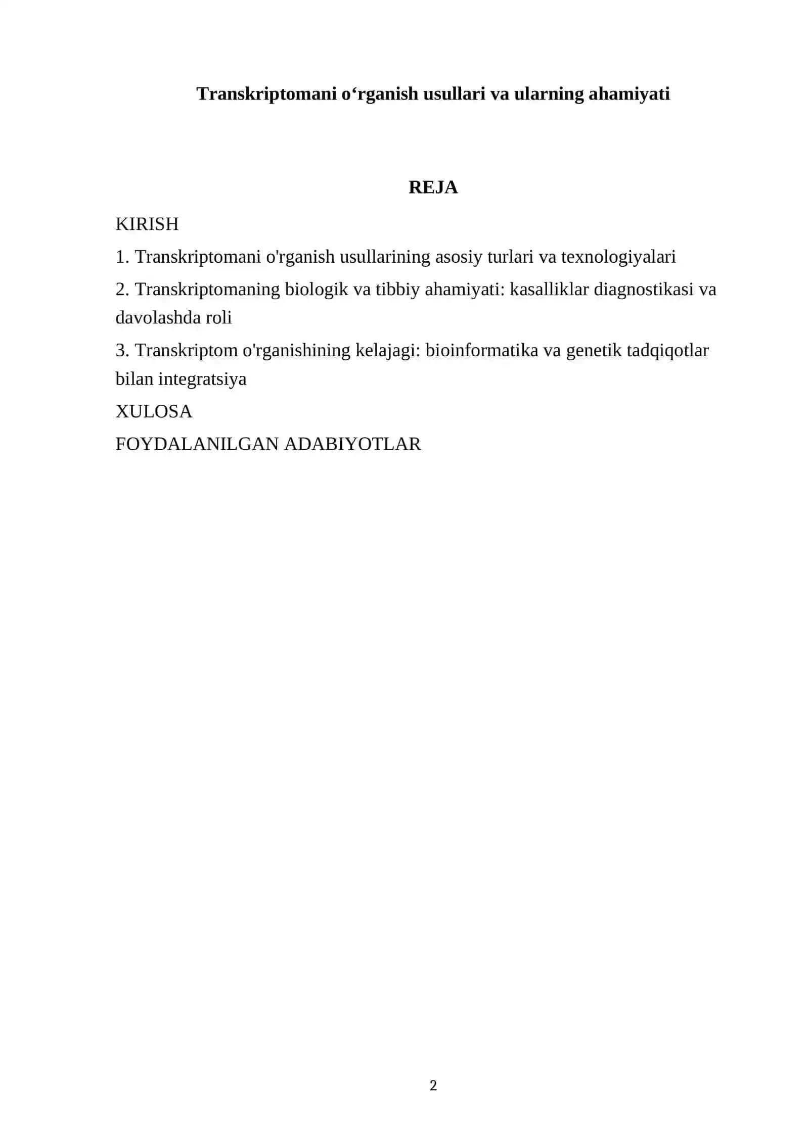 Transkriptomani o‘rganish usullari va ularning ahamiyati 2