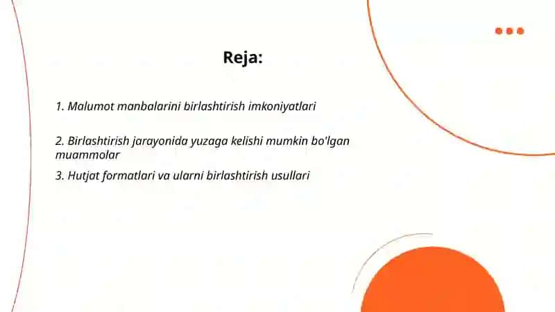 Malumot manbalarini birlashtirish imkoniyatlari 2