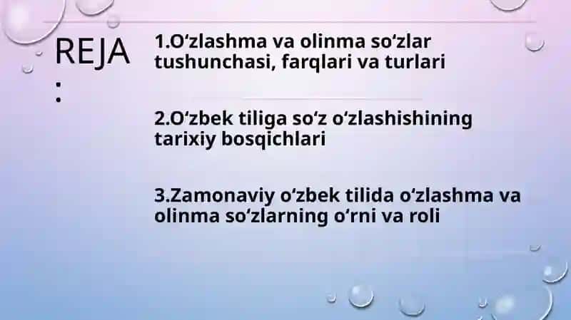 O’ZLASHMA VA OLINMA SO’ZLARNING O’ZBEK TILIDAGI O’RNI 2