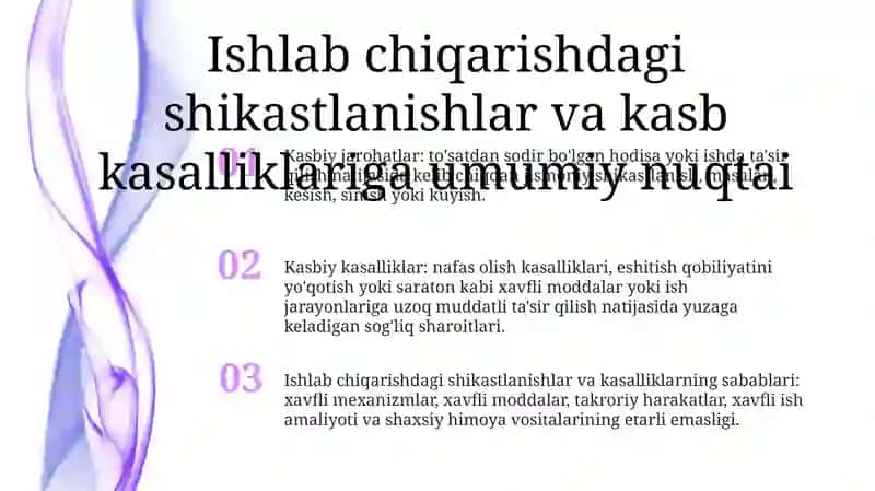 Ishlab Chiqarishda Faoliyat Jarayoni Vaqtida Yuzaga Keladigan Jarohatlanishlar Va Kasb Kasalliklari 2