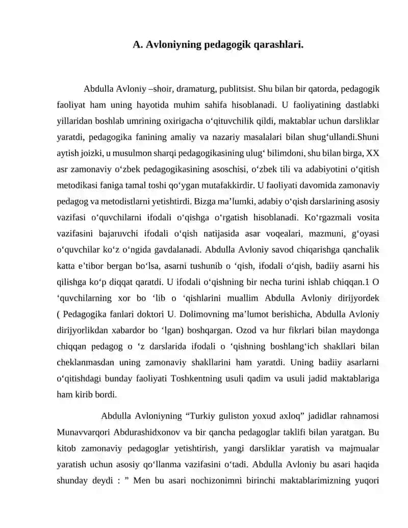 Abdulla Avloniyning pedagogik qarashlari 2