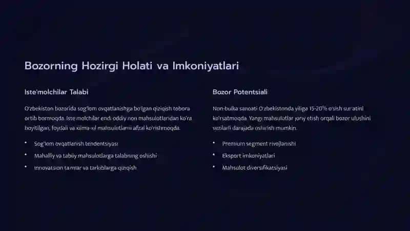 Zamonaviy non sanoati. Innovatsion yondashuvlar va iste'molchilar talabining o'zgarishi 2