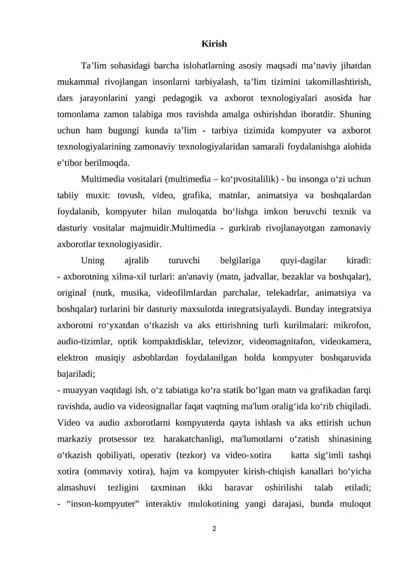 MAKTABGACHA TA’LIMDA MULTIMEDIALI TEXNOLOGIYALAR HAQIDA MA’LUMOT 2