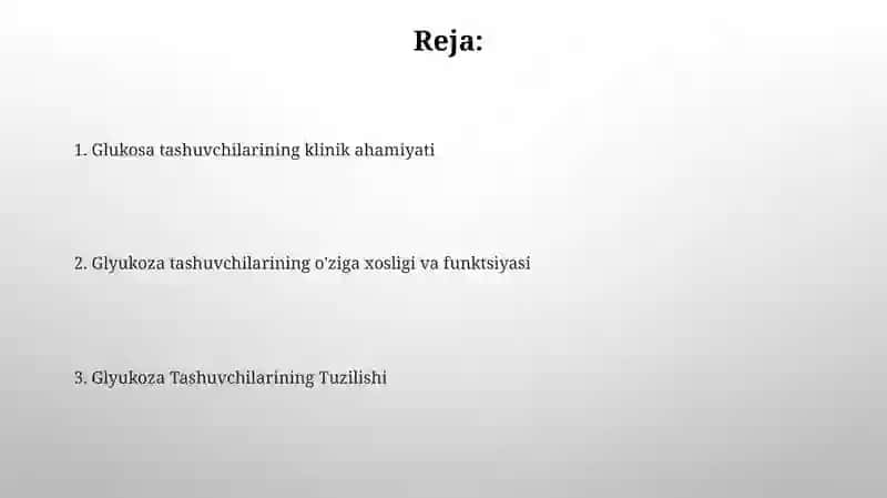 Glyukoza tashuvchilarining tuzilishi, spesifikligi, klinik ahamiyati 2
