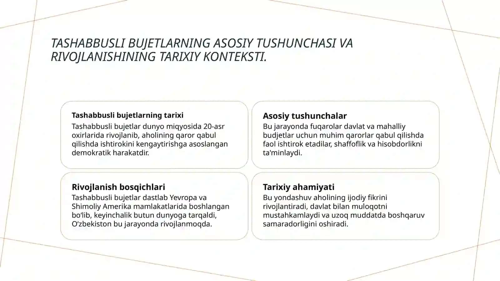 Tashabbusli bujetlarning asosiy tushunchasi va rivojlanishining mazmuni 2