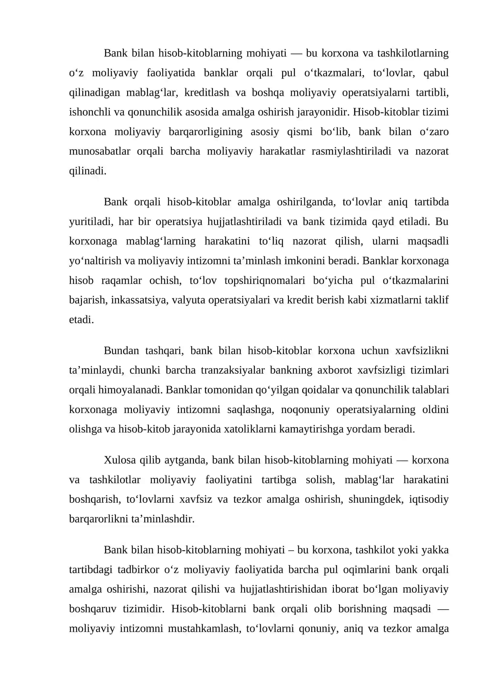Bank bilan hisob-kitoblarning mohiyati 2