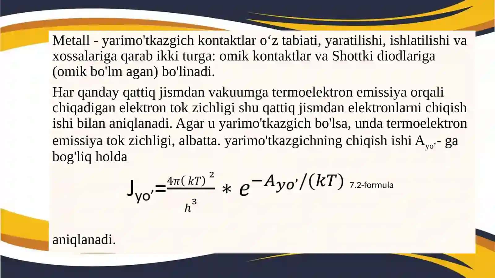 Metall-metall yarimo'tkazgich kontaktlar 2