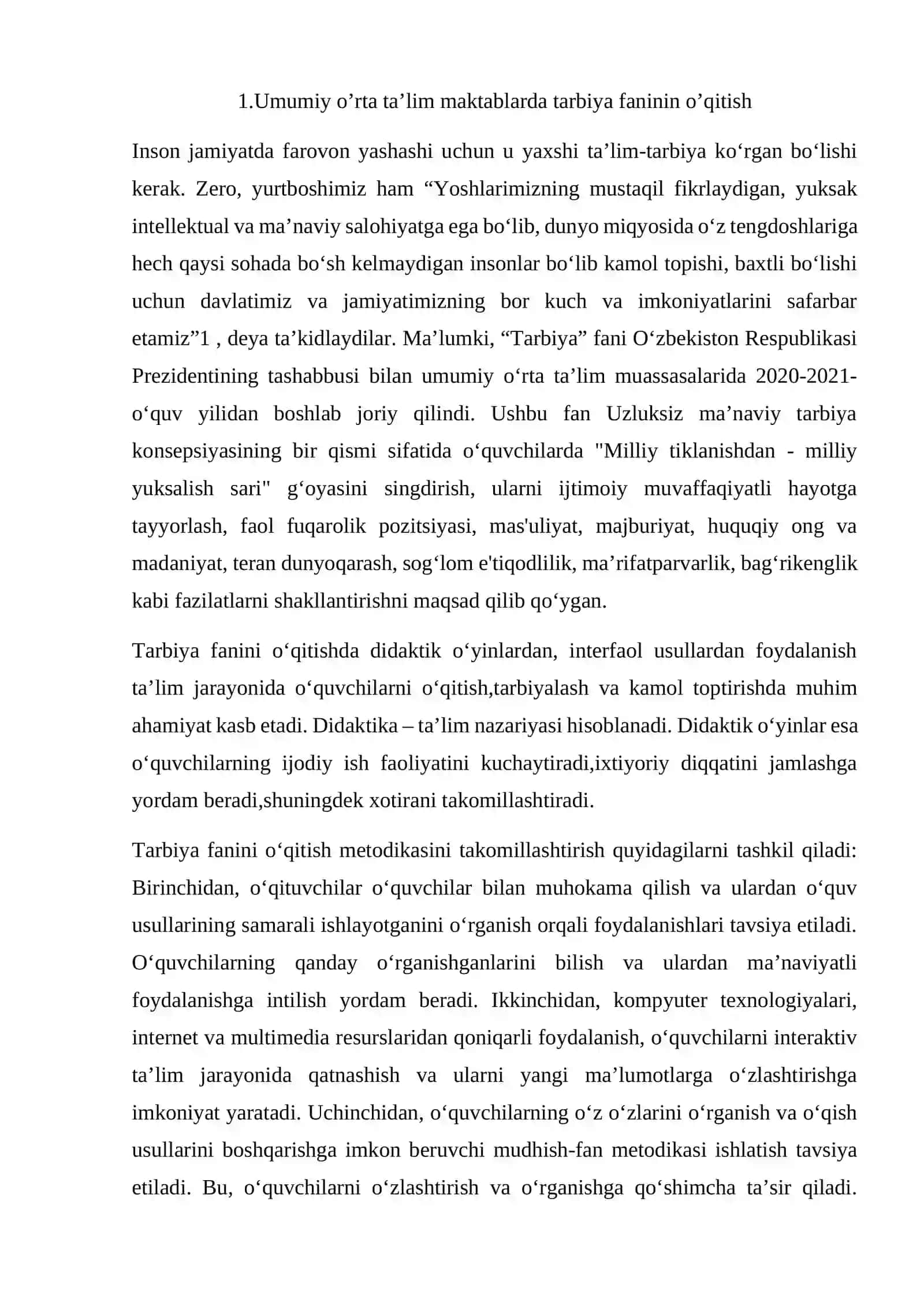 O'rta sinflarda tarbiya fanini o’qitishda ijodiy tasavvurlarini shakllantirish 2