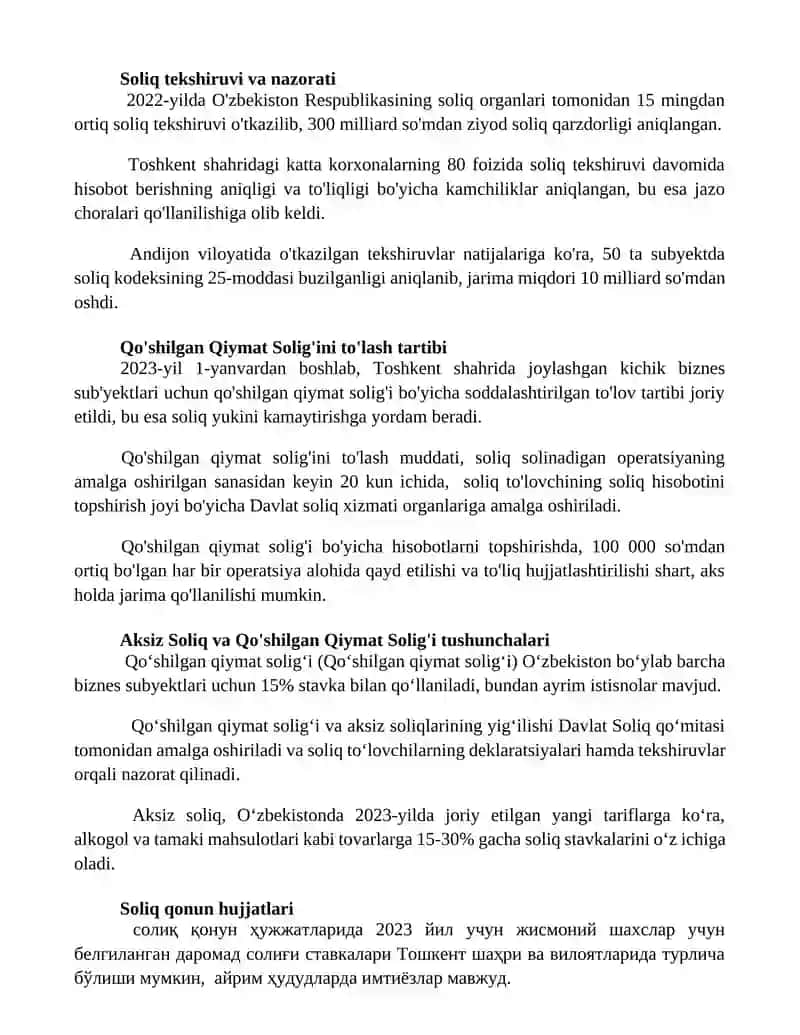 AKTSIZ VA QO’SHILGAN QIYMAT SOLIG’I VA ULARNI UNDIRISH TARTIBI 2