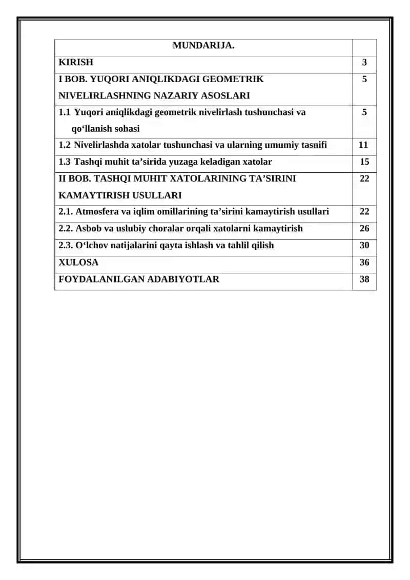 Yuqori aniqlikdagi geometrik nivelirlashda xatolar manbai va ularning ta’sirini kamaytirish usullari 2