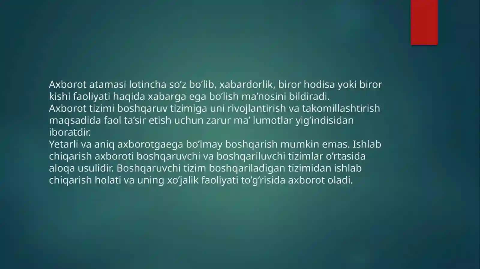 Axborot va kommunikatsiya texnologiyalari boshqarish 2