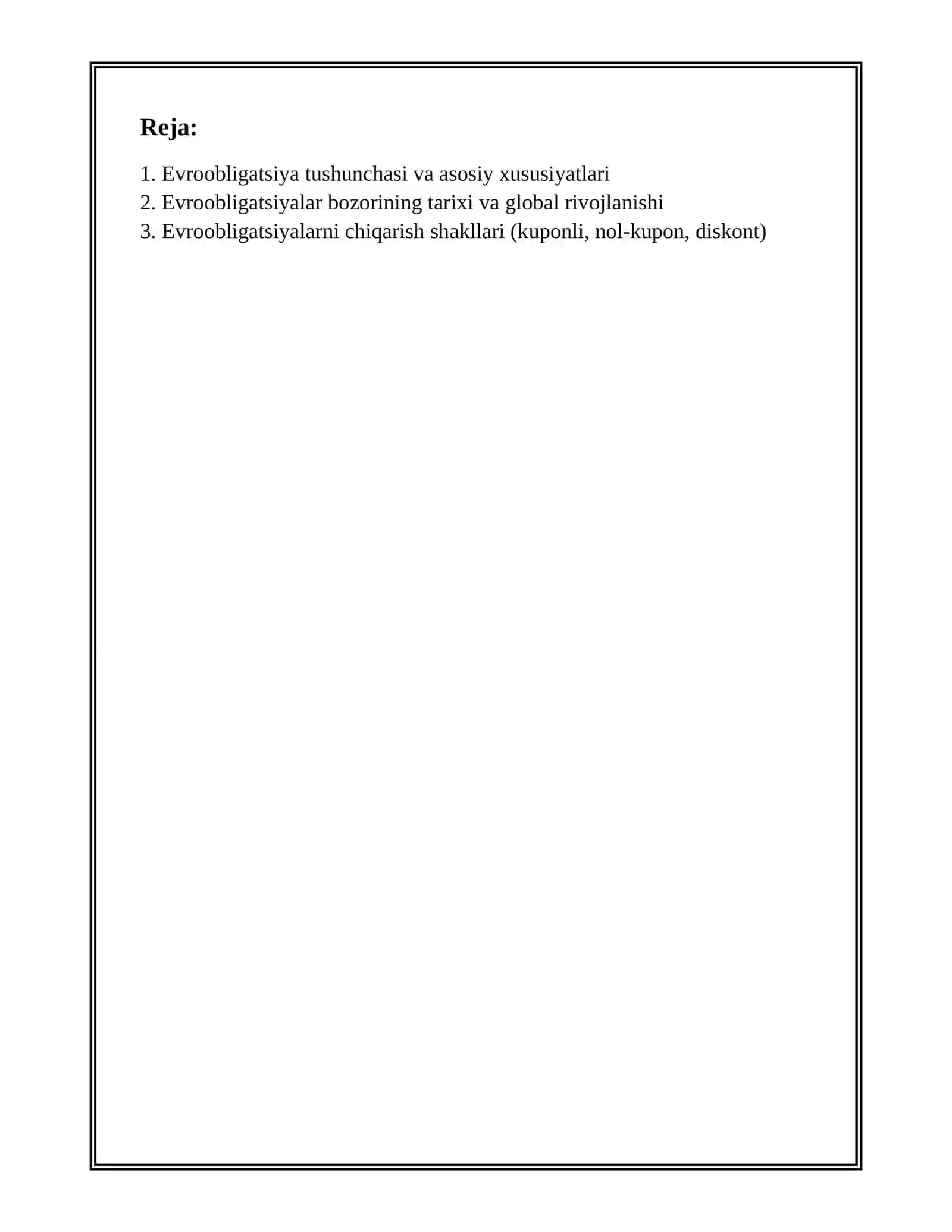 EVROOBLIGACIYALAR BAZARI HÁM ÓZINE TÁN ÓZGESHELIKLERI 2