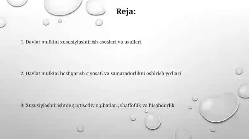 Davlat mulkini xususiylashtirish va boshqarish siyosati 2