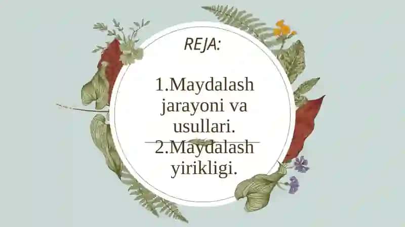 Omuxta yem maydalanish yirikligini aniqlash. 2