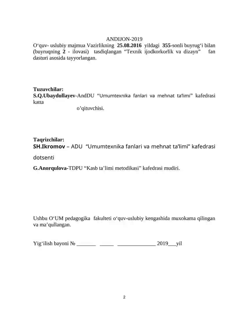 Texnik Ijodkorlik va Dizayn 2