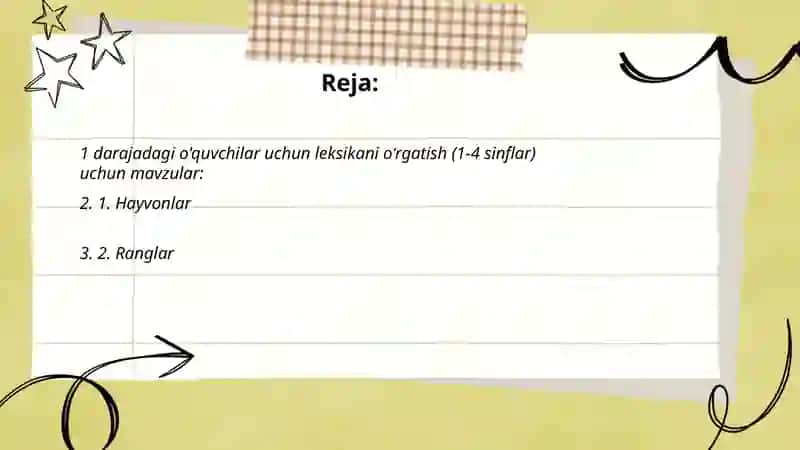 A1 darajadagi oʻquvchilarga leksikani oʻrgatish(1-4sinflar) 2