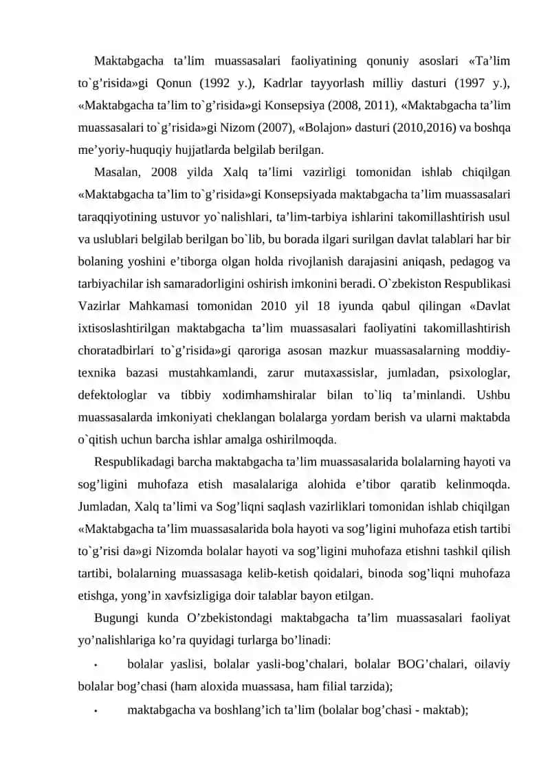 O’ZBEKISTONDA IJTIMOIY MAKTABGACHA TA’LIMNI VUJUDGA KELISHI VA TARAQQIYOT BOSQICHLARI 2
