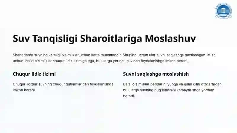 Shahar Sharoitida O'simliklarning Moslashuv Xususiyatlari 2