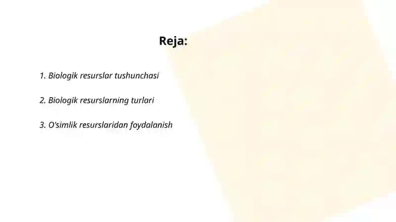 Biologik resurslardan foydalanish va ularni muhofaza qilish 2