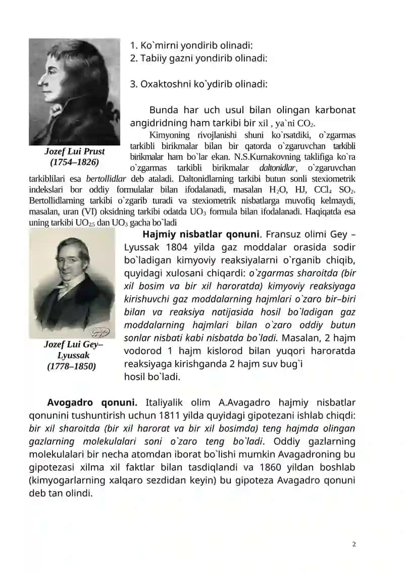 Kimyo fanining asosiy qonunlari 2