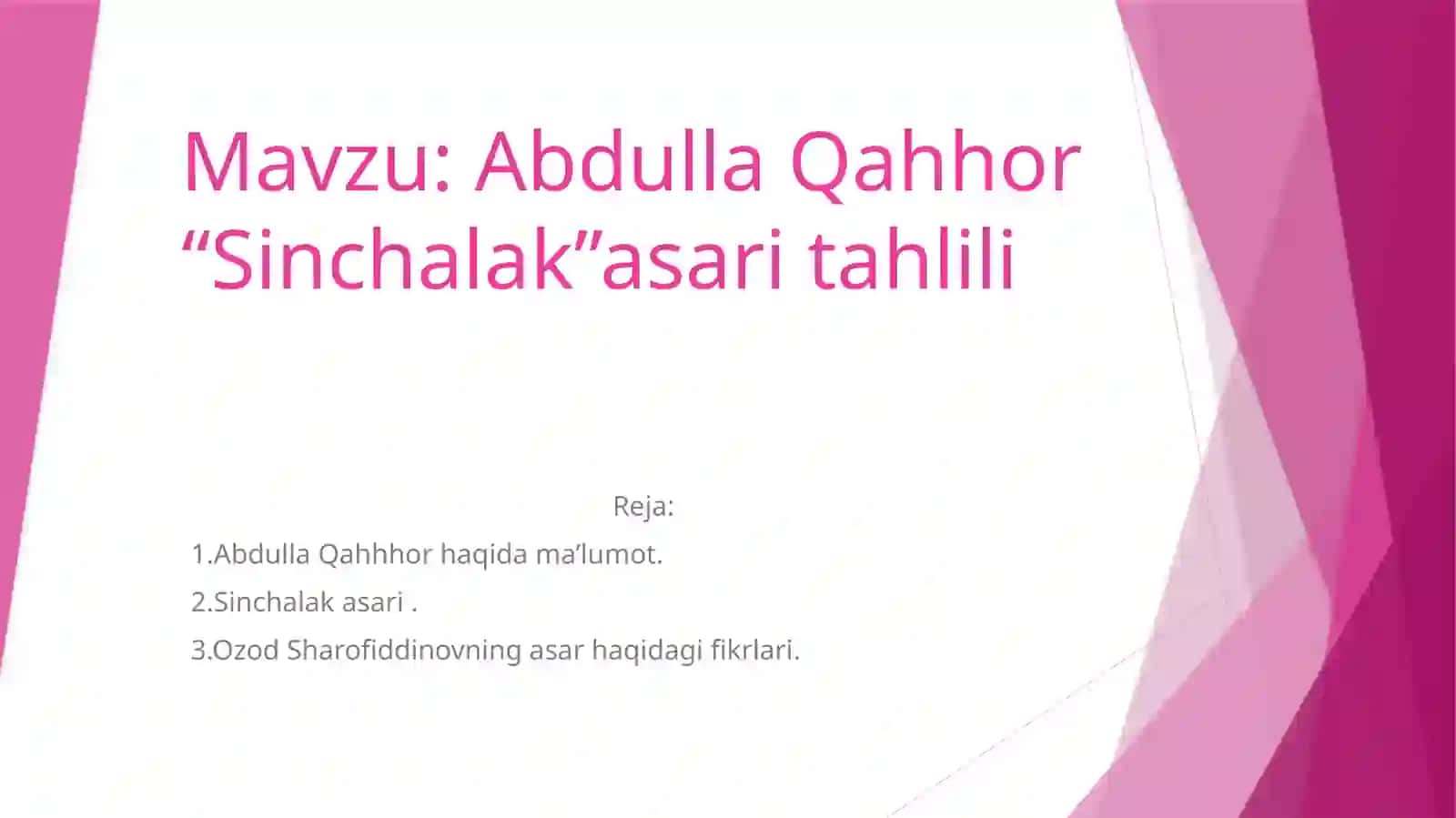 Abdulla Qahhor “Sinchalak” asaritahlili 2