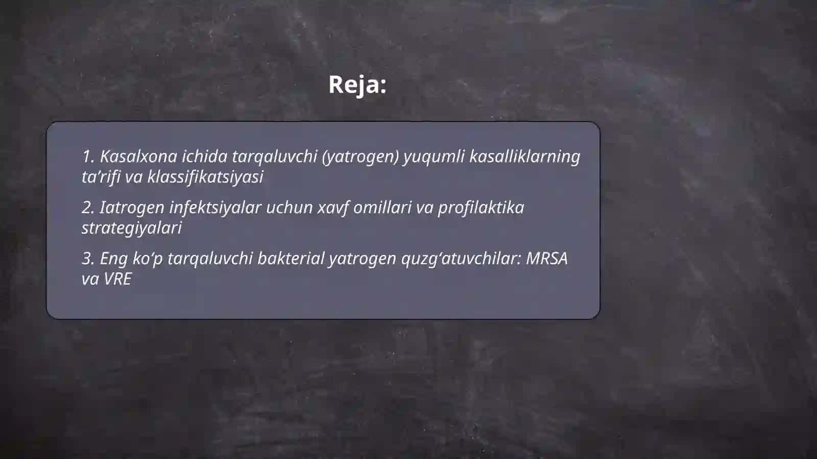 Kasalxona ichida tarqaluvchi (yatrogen)yuqumli kasalliklar quzg'atuvchilar va ularni laboratoriya tashxisi 2