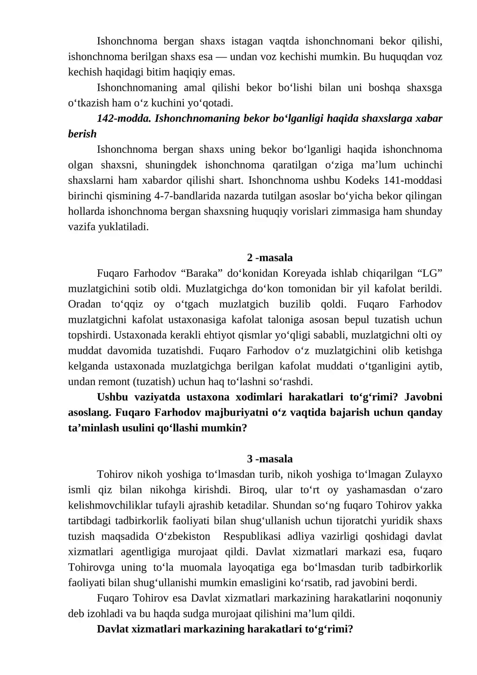 Fuqarolik huquqidan yakuniy kazuslari 2